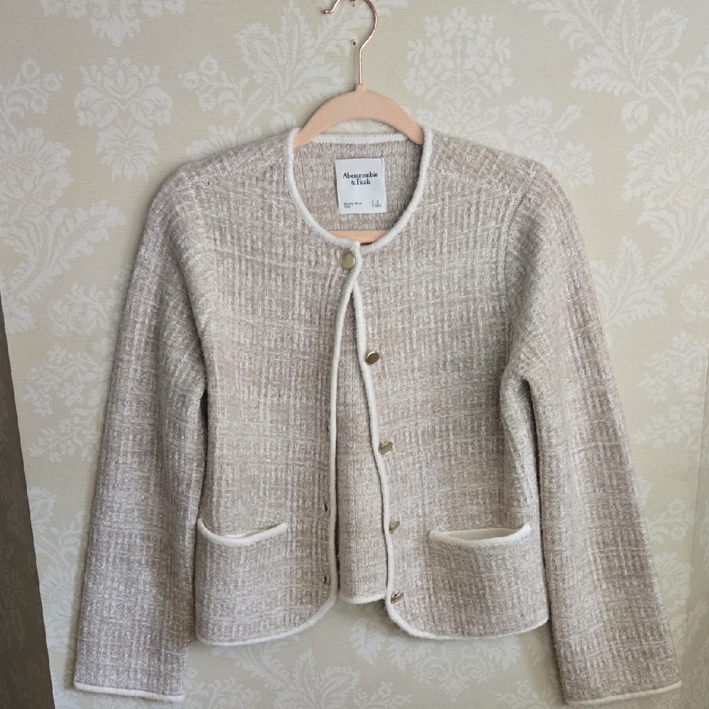 Abercrombie & Fitch Cream Textured Blazer